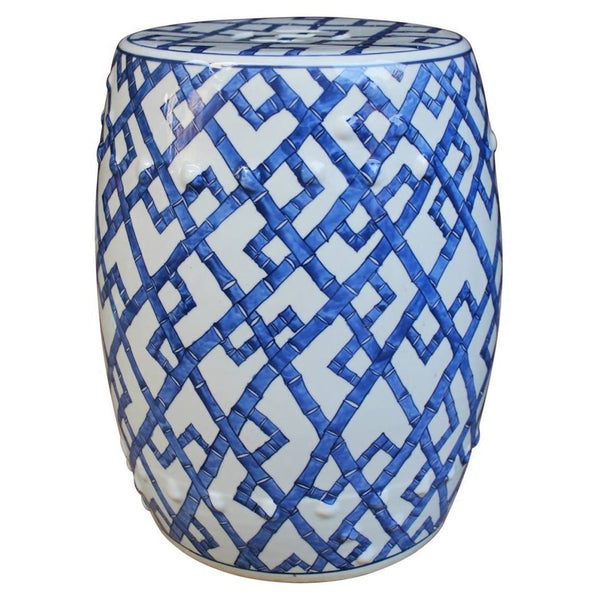Blue and White Bamboo Joints Porcelain Garden Stool