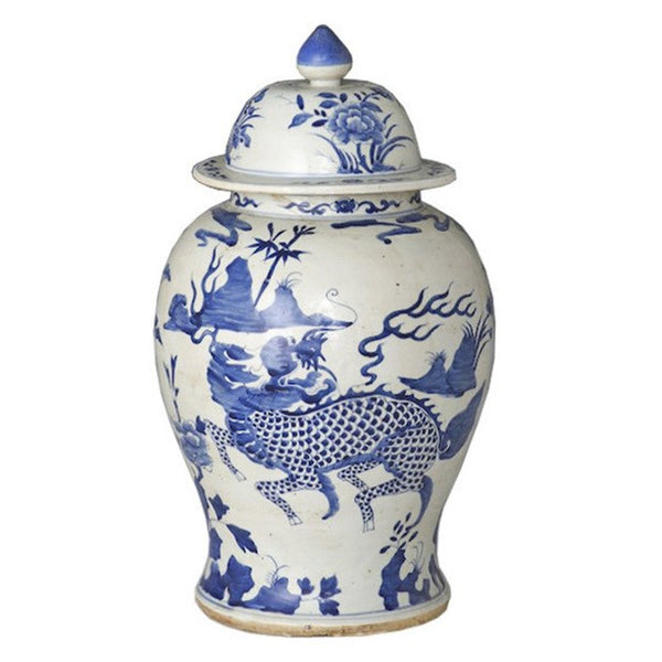 Blue & White Kylin Temple Jar