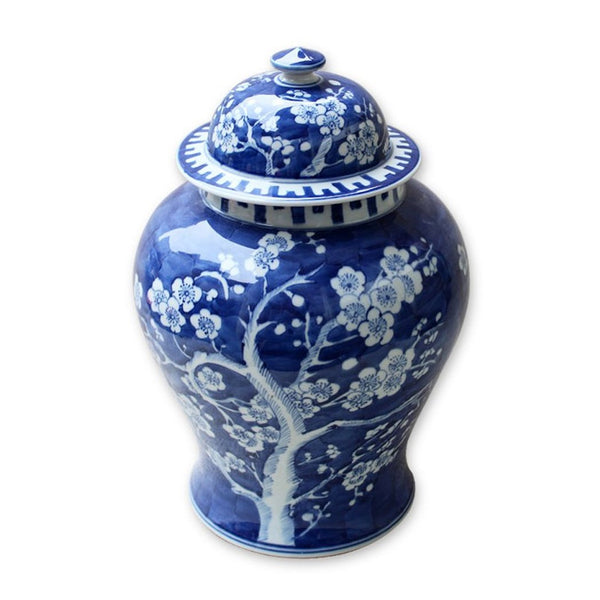 B&W Plum Tree Temple Jar