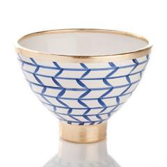 Decorative Geometic Ceramic Footed Bowl