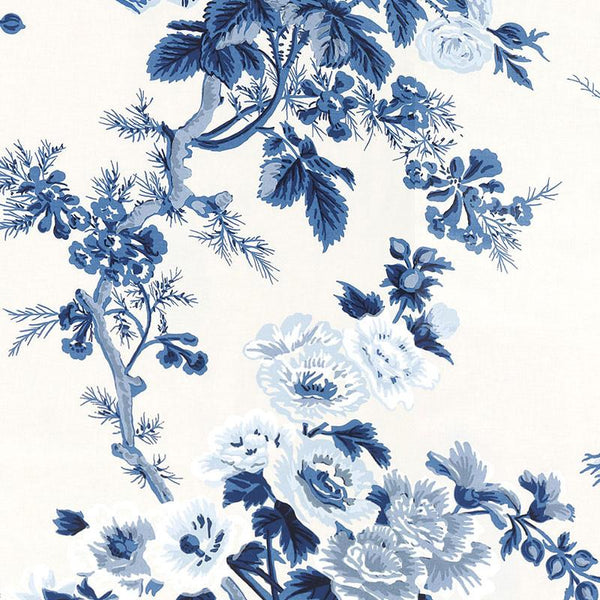 Pyne Hollyhock Indigo Wallpaper by Schumacher