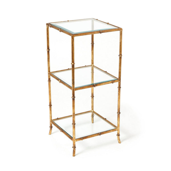 gold bamboo shelf table