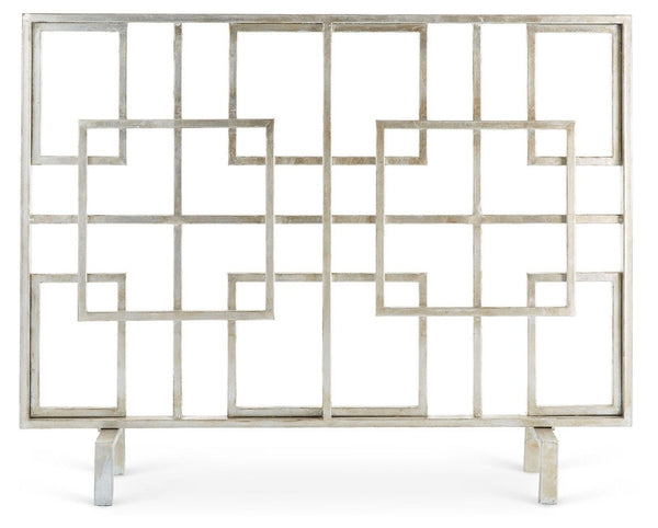 Antique Silver Squares Fireplace Screen