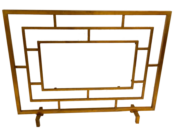 Antique Gold Glass Panel Firescreen