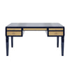 Worlds Away Heidi Desk - Navy Matte Lacquer w/ Grasscloth