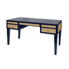 Worlds Away Heidi Desk - Navy Matte Lacquer w/ Grasscloth