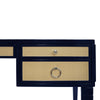 Worlds Away Heidi Desk - Navy Matte Lacquer w/ Grasscloth