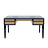 Worlds Away Heidi Desk - Navy Matte Lacquer w/ Grasscloth