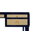Worlds Away Heidi Desk - Navy Matte Lacquer w/ Grasscloth
