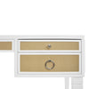 Worlds Away Heidi Desk - White Matte Lacquer w/ Grasscloth