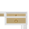 Worlds Away Heidi Desk - White Matte Lacquer w/ Grasscloth
