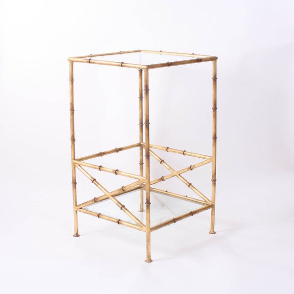 Antique Gold Bamboo Cross Table