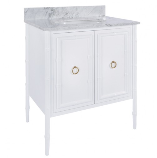 Worlds Away White Lacquer Bath Vanity
