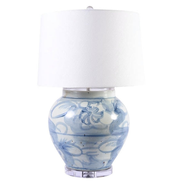 Blue & White Twisted Flower Open Mouth Lamp