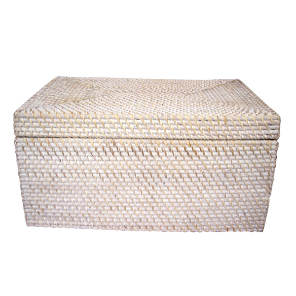 Rattan Rectangular Box - Whitewash