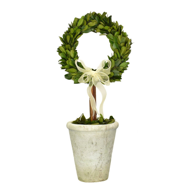 Boxwood Ring Topiary With Ribbon