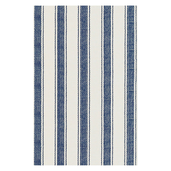 Blue Awning Stripe Woven Cotton Rug