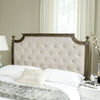 Rustic Wood Beige Tufted Linen Headboard