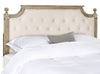 Rustic Wood Beige Tufted Linen Headboard