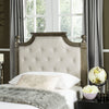 Rustic Wood Beige Tufted Linen Headboard