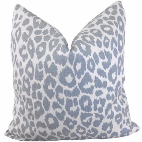 Iconic Leopard Sky Blue Pillow