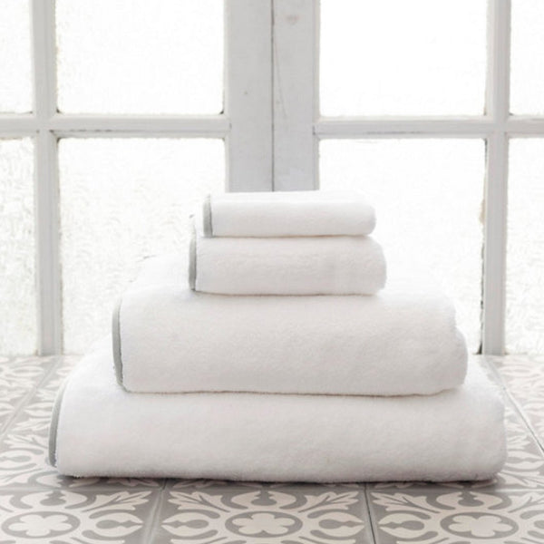 Signature Banded White and Pearl Grey Towels