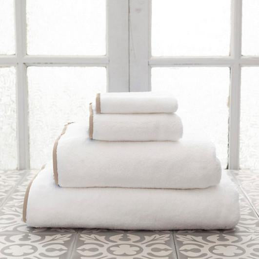 Signature Banded White and Linen Towels
