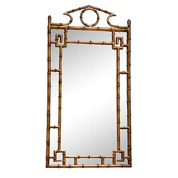 Antiqued Chinoiserie Bamboo Mirror