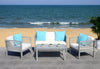 Alda 4 Piece Outdoor Set with Accent Pillows - Grey Wash/White/Light Blue