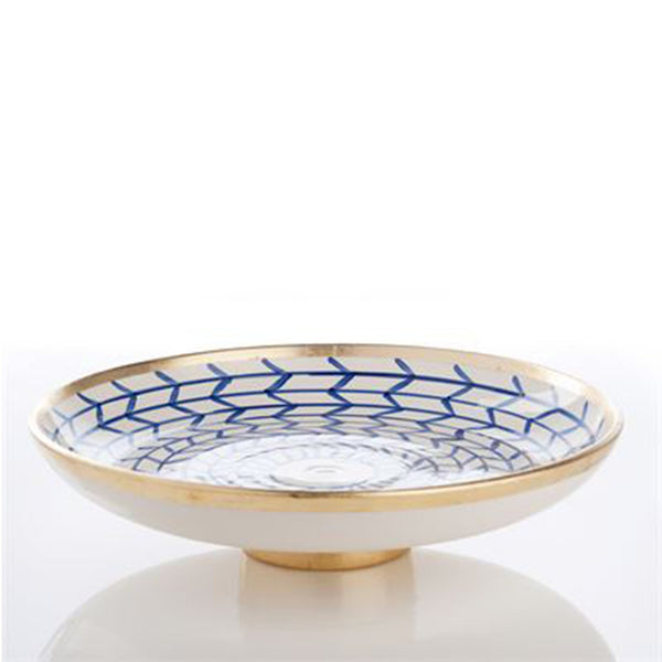 Decorative Geometric Ceramic Footed Plate