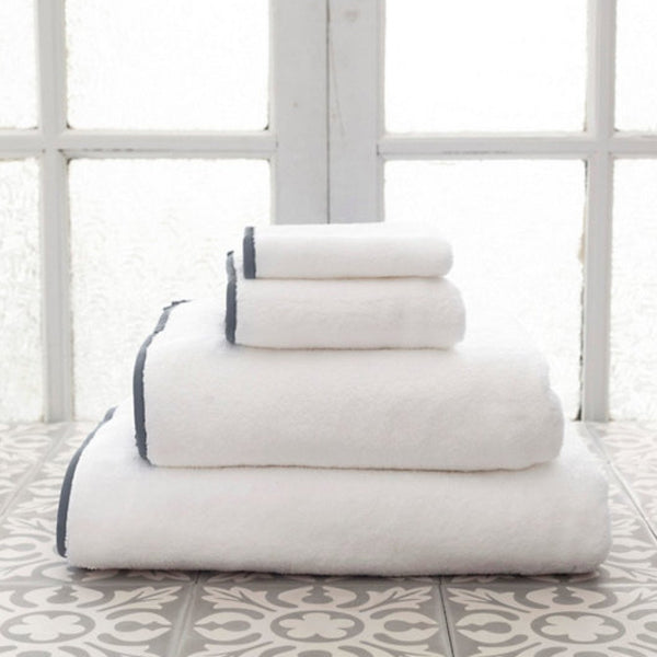 Signature Banded White and Shale Grey Towels