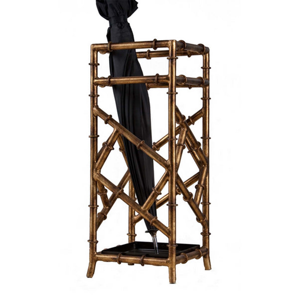 Antique Gold Iron Bamboo Umbrella Stand